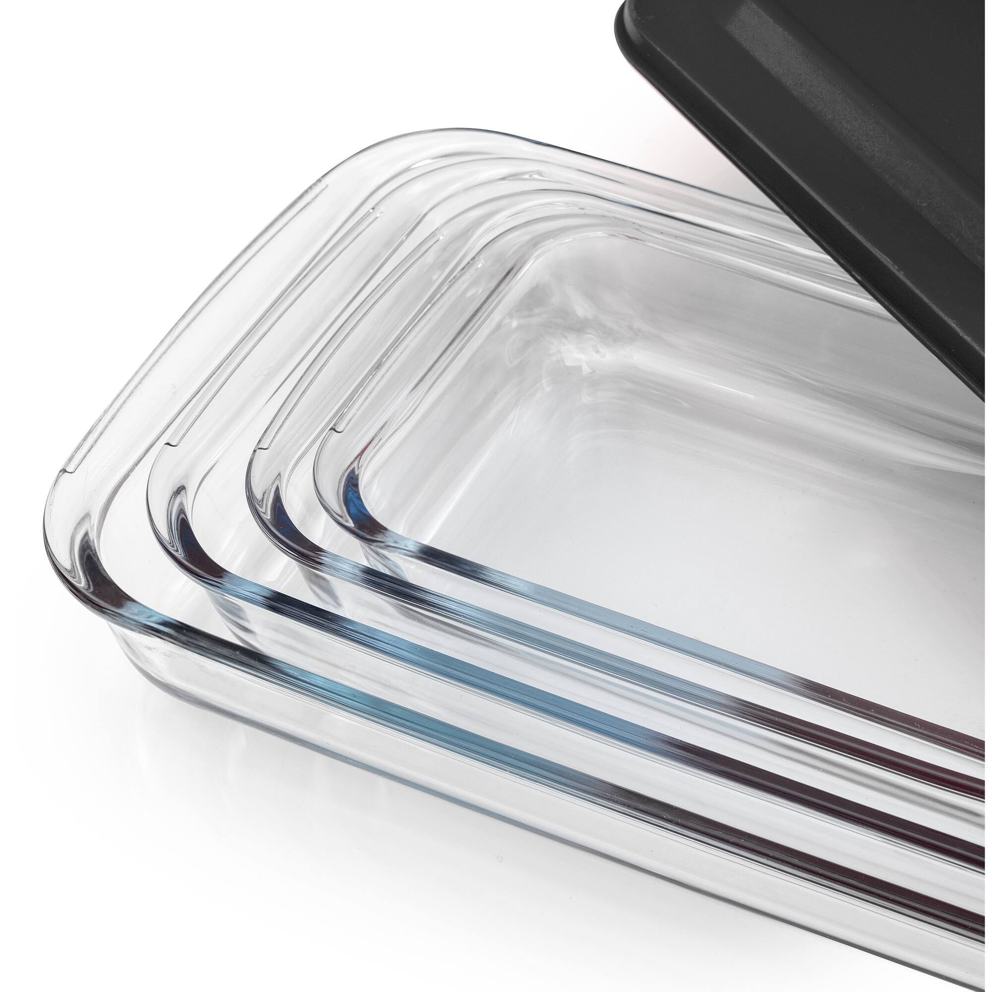 JoyJolt® Black Glass Bakeware Containers Set
